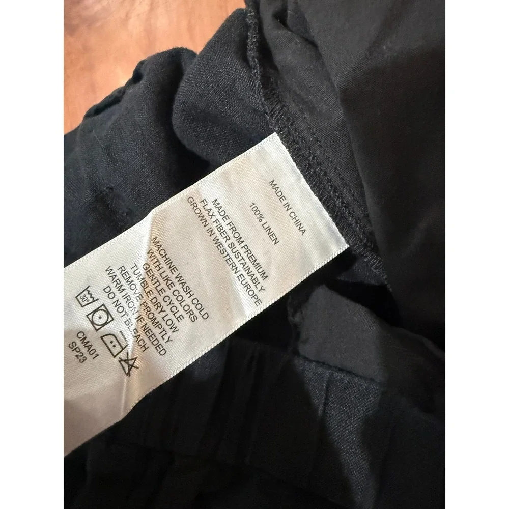 Quince Women's Pants Large Pull on Elastic Linen Beach Casual Career G3-10
